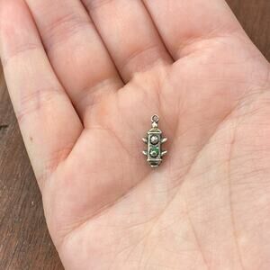 Vintage 925 Sterling Silver Traffic Light Small Pendant Bracelet Charm